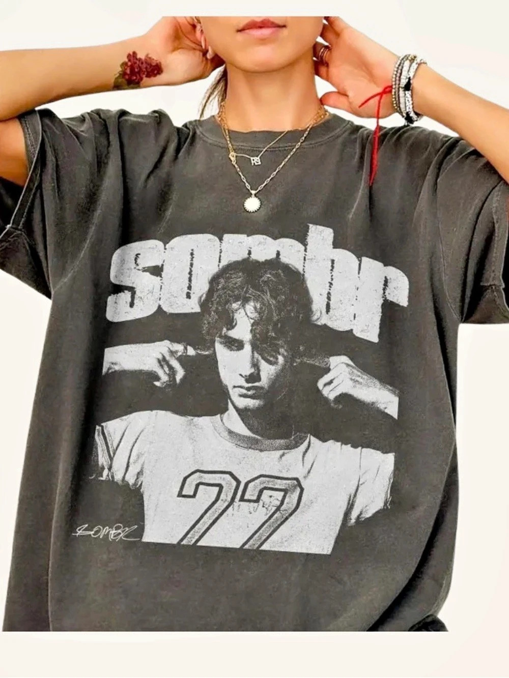 Comfort Colors Sombr Number 77 Graphic Tee in Pepper